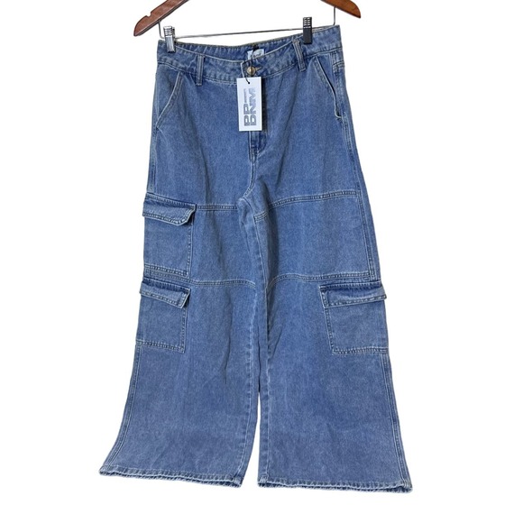 Princess Polly Tamba Denim Cargo Jeans Skater High Waist Wide Leg Size 6 NWT - Picture 3 of 6